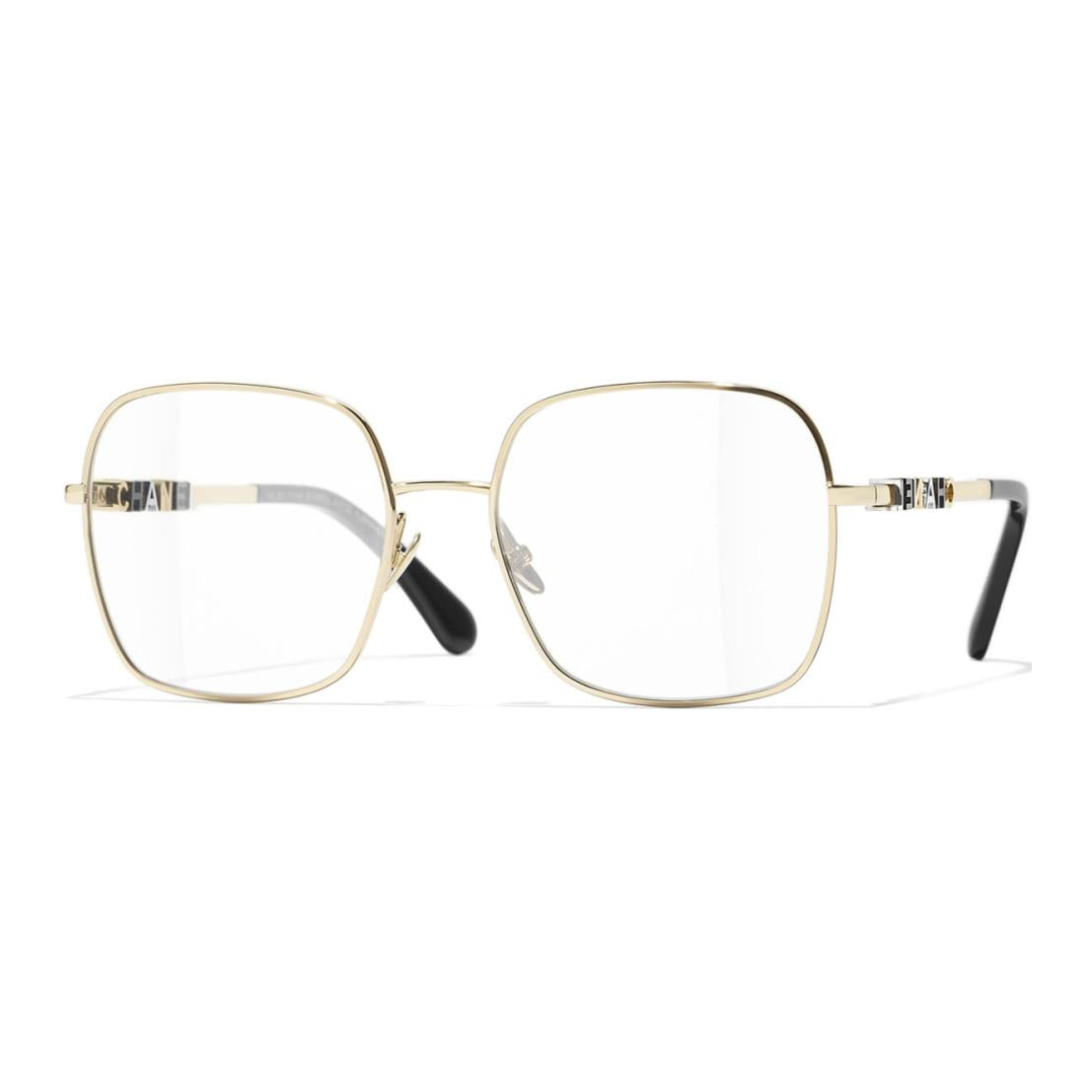 CHANEL Metal Square Eyeglass Frames Women's Gold