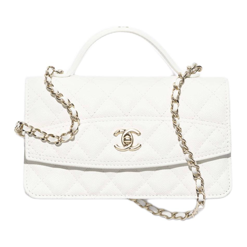 CHANEL Calfskin Shoulder Bag, Crossbody Bag, Handbag Women's White