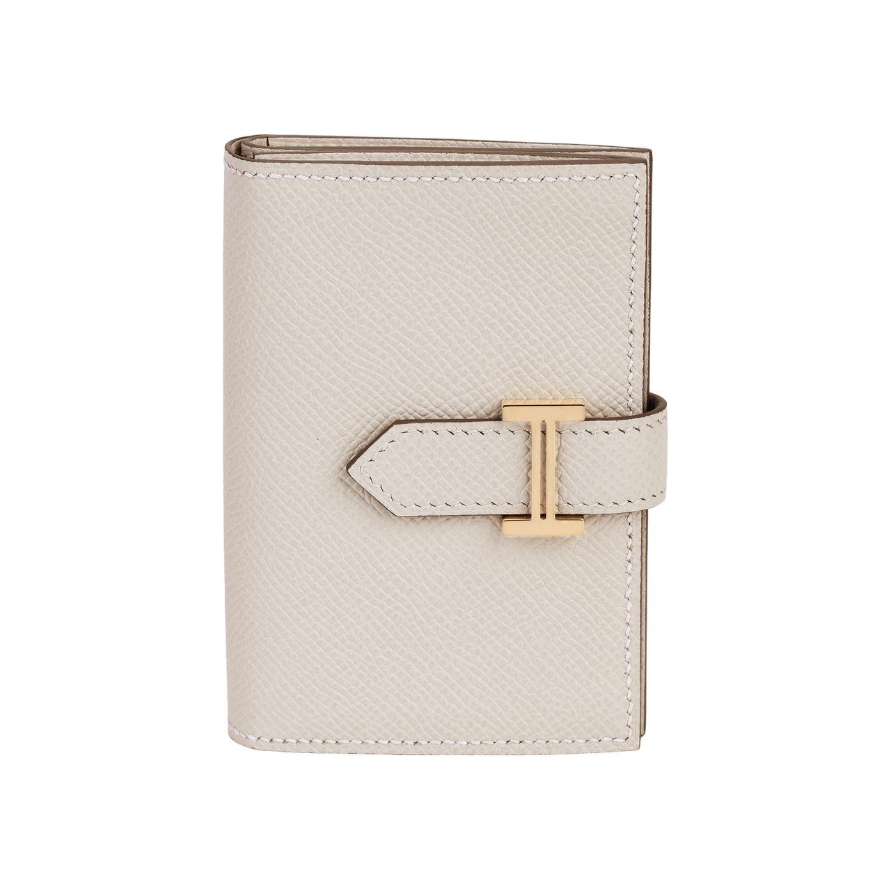 HERMES Bearn Epsom Calfskin Wallet Mini Unisex 10 Craie Milkshake White