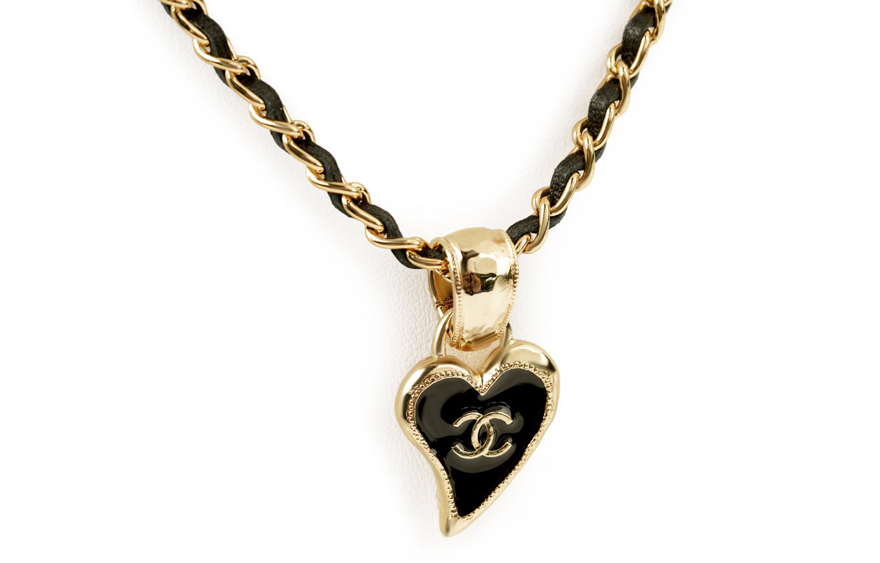 CHANEL Necklaces Women's Black Gold
