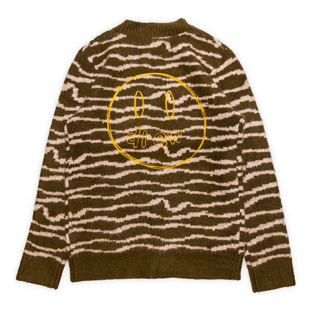 Drew House Sketch Mascot Squiggle Cardigan 'Olive Ivory' DR-FW21-072