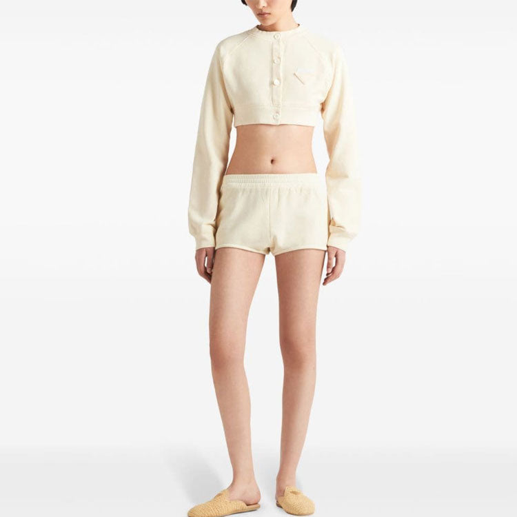 PRADA SS24 Cropped Coat Women's Vanilla White