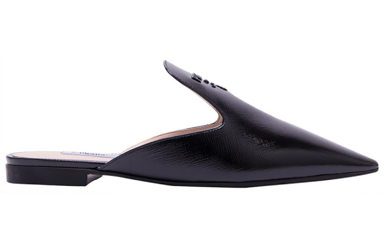 PRADA Pointed Patent Leather Mules 'Black' Women's
