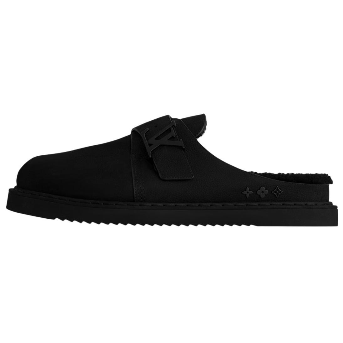 LOUIS VUITTON Easy Slip-Resistant Wrap-toe Slippers Men's Black