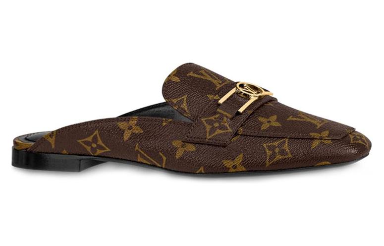 LOUIS VUITTON Upper Case Wrap toe Slippers Women's Brown