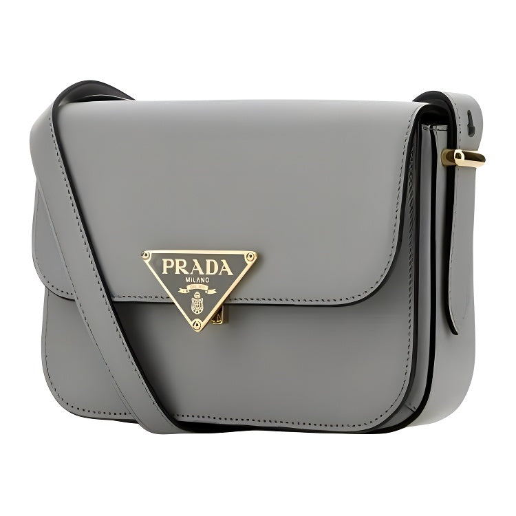 PRADA Leather Crossbody Bag, Shoulder Bag Women's Gray