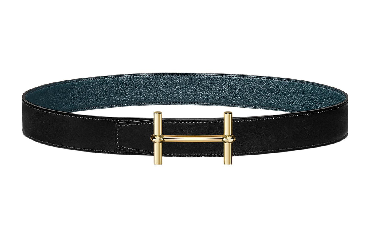 HERMES Chaine D'Ancre To Go Leather Belts Women's Black/Prussian Blue
