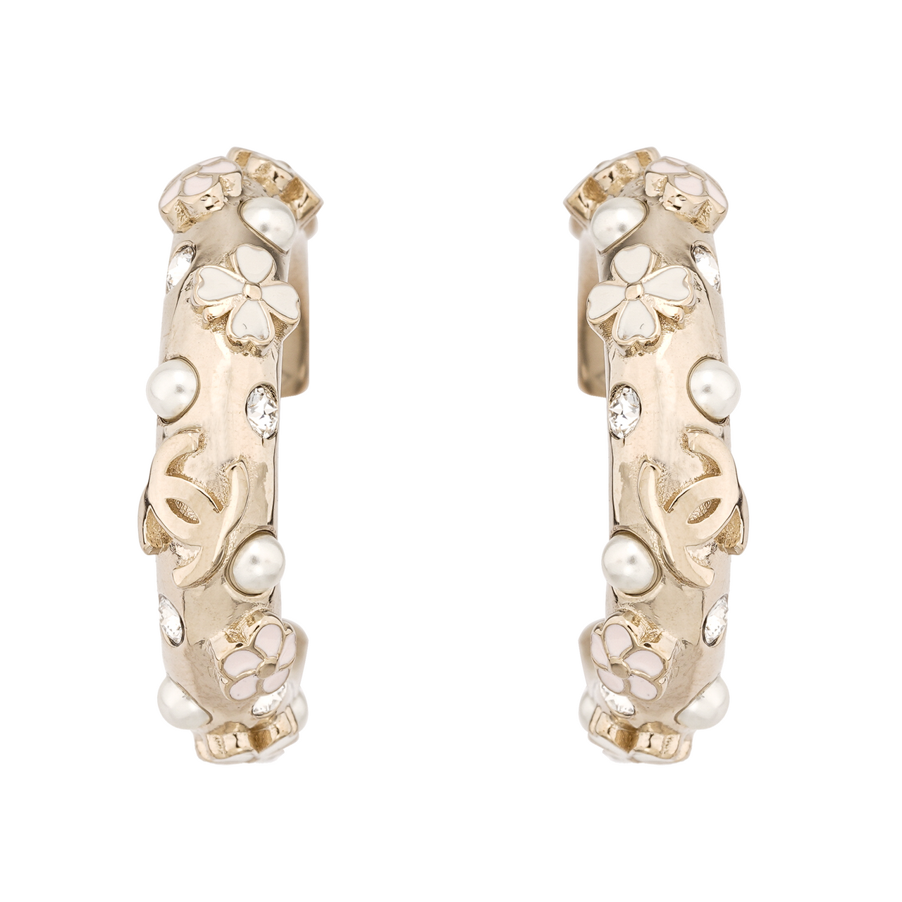 CHANEL Hoop Earrings Women's Gold