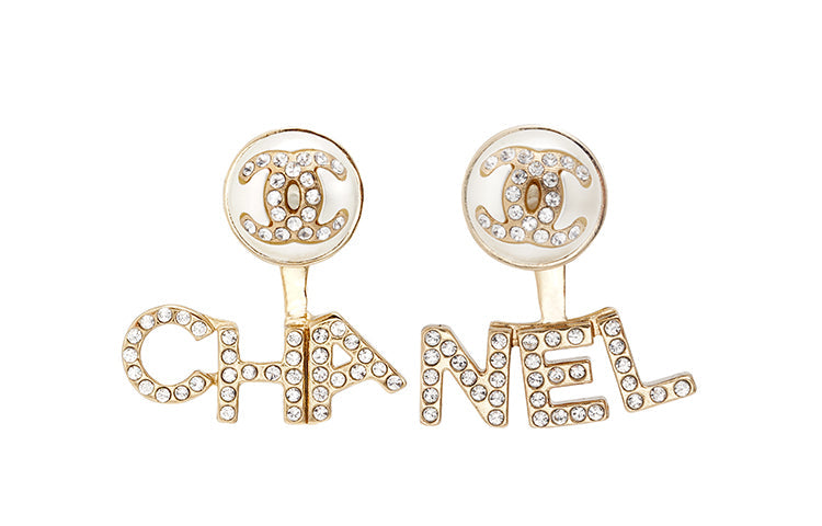 CHANEL Metal Artificial Pearl And Rhinestone Earrings Women's Gold