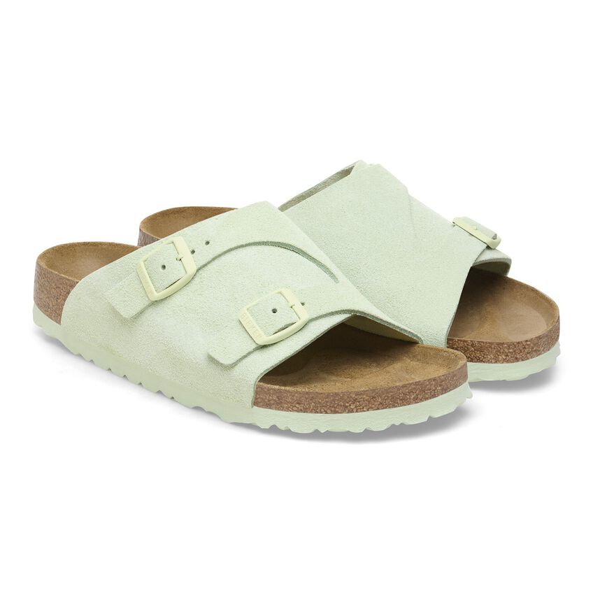 Birkenstock Zrich Suede Leather Narrow Fit Sandals 'Faded Lime' 1026826
