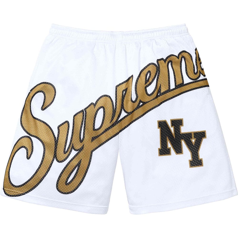 Supreme Big Script Mesh Shorts 'White Black Gold' SUP-SS24-236