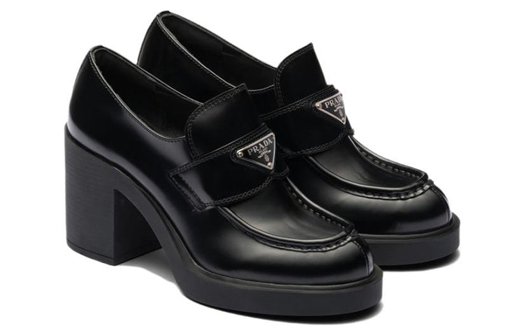 (WMNS) PRADA Chocolate Brushed Leather Loafers 'Black' 1D246M_055_F0002_F_085