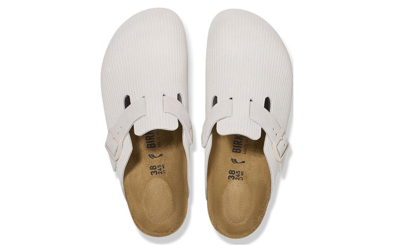 (WMNS) Birkenstock Boston Suede Leather Embossed 'Corduroy Antique White' 1025270