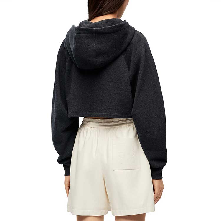 (WMNS) Loewe SS23 Cropped Hoodie 'Black' S359Y25X30-1720
