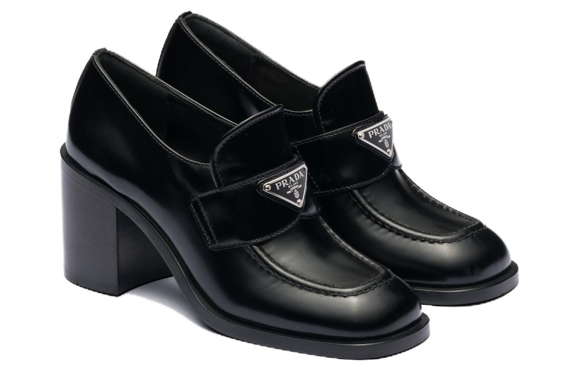 (WMNS) PRADA Brushed Leather High-heel Loafers 'Black' 1D223N_055_F0002_F_075