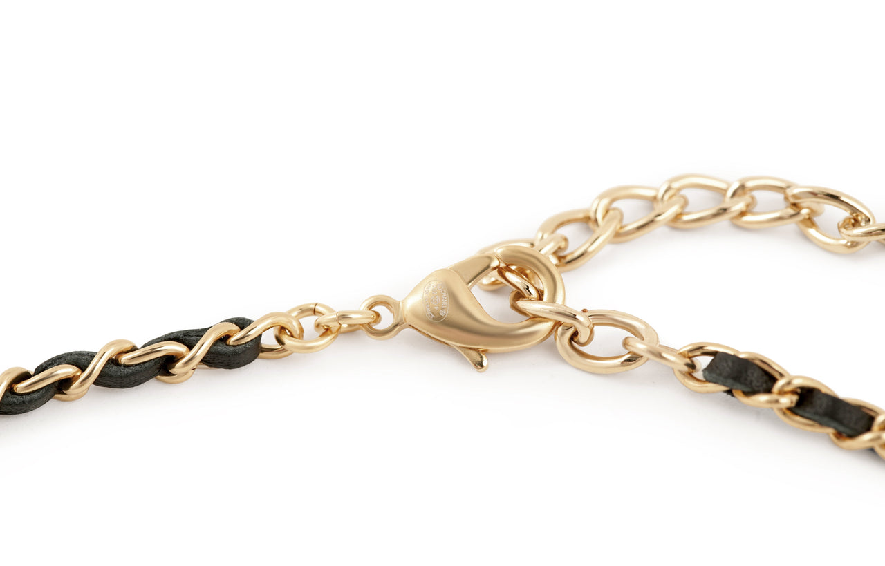 CHANEL Necklaces Women's Black Gold