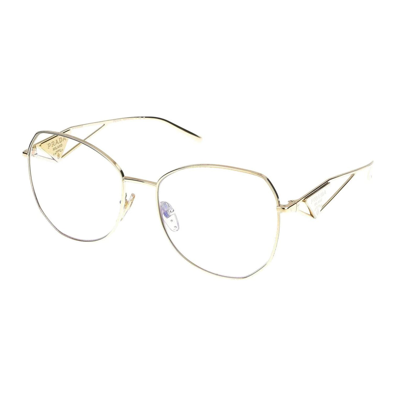 PRADA Steel Irregular Shape Eyeglass Frames Women's Gold
