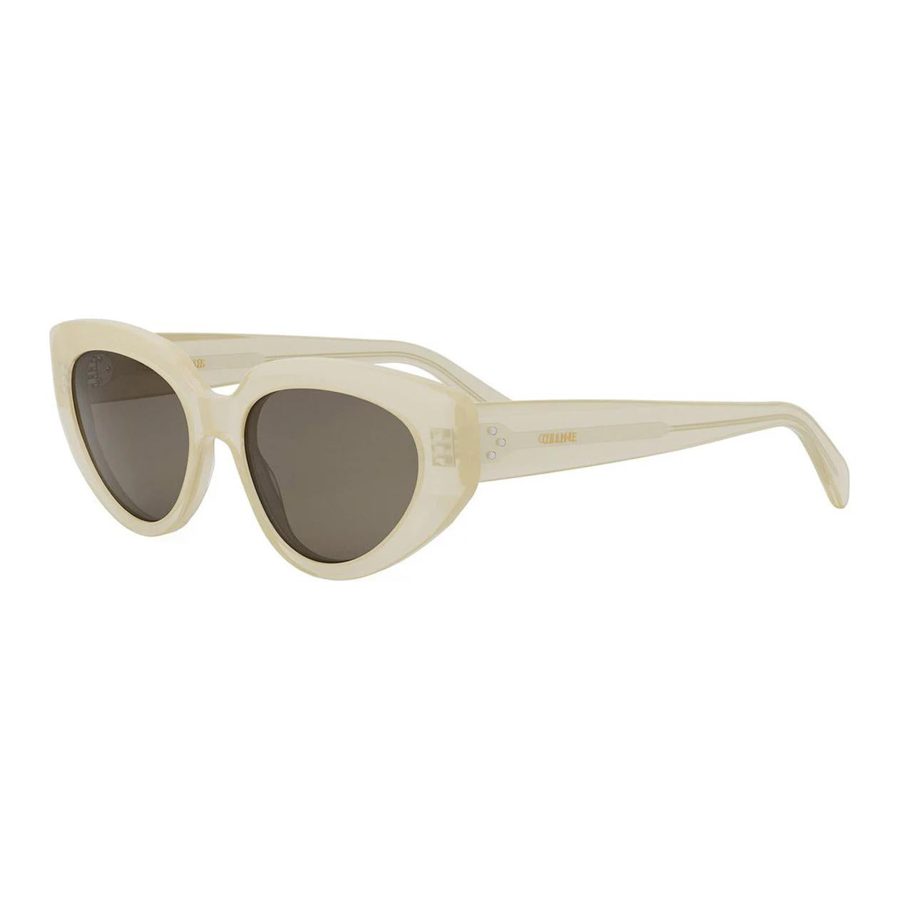 CELINE Acetate Irregular Shape Sunglasses Unisex Bright Light Brown