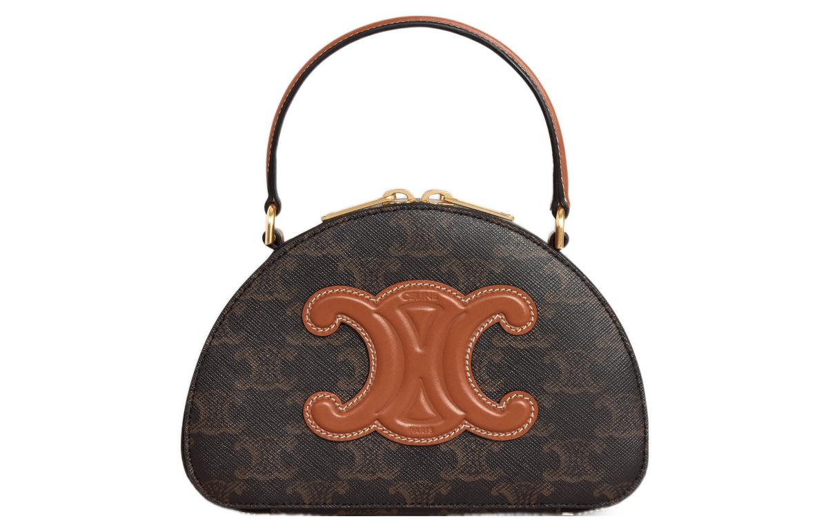 CELINE Cow Leather Crescent Bag Shoulder Bag Crossbody Bag Handbag Regular Women's Tawny