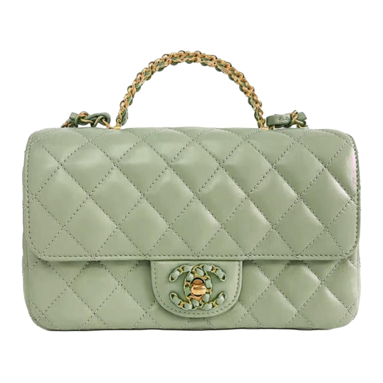 CHANEL Classic Flap CF Sheepskin Mouth Cover Bag Shoulder Bag Crossbody Bag Handbag Mini Women's Green
