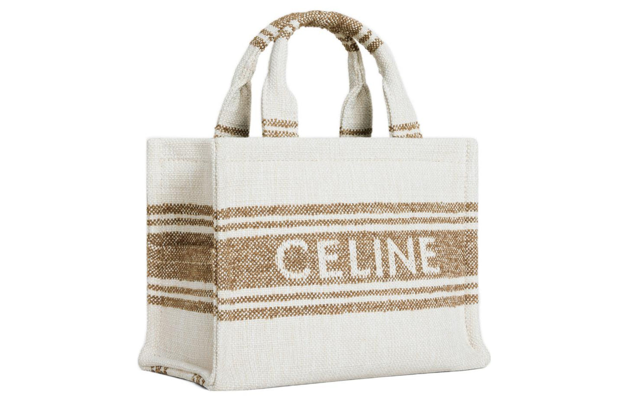 CELINE Cabas Thais Fabric Tote Bag, Shopping Bag, Handbag Trumpets Women's Brown/Beige