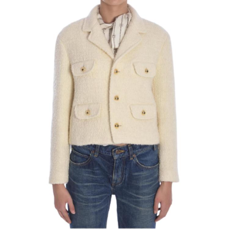 CELINE Chasseur Jacket In Mohair Wool Tweed