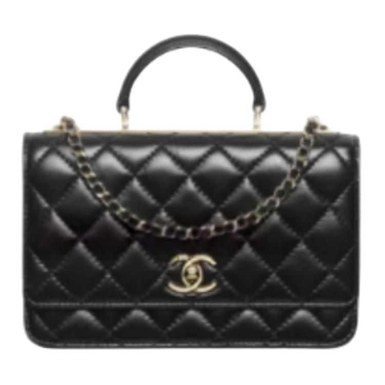 CHANEL Lambskin Shoulder Bag Crossbody Bag Handbag Women's Black