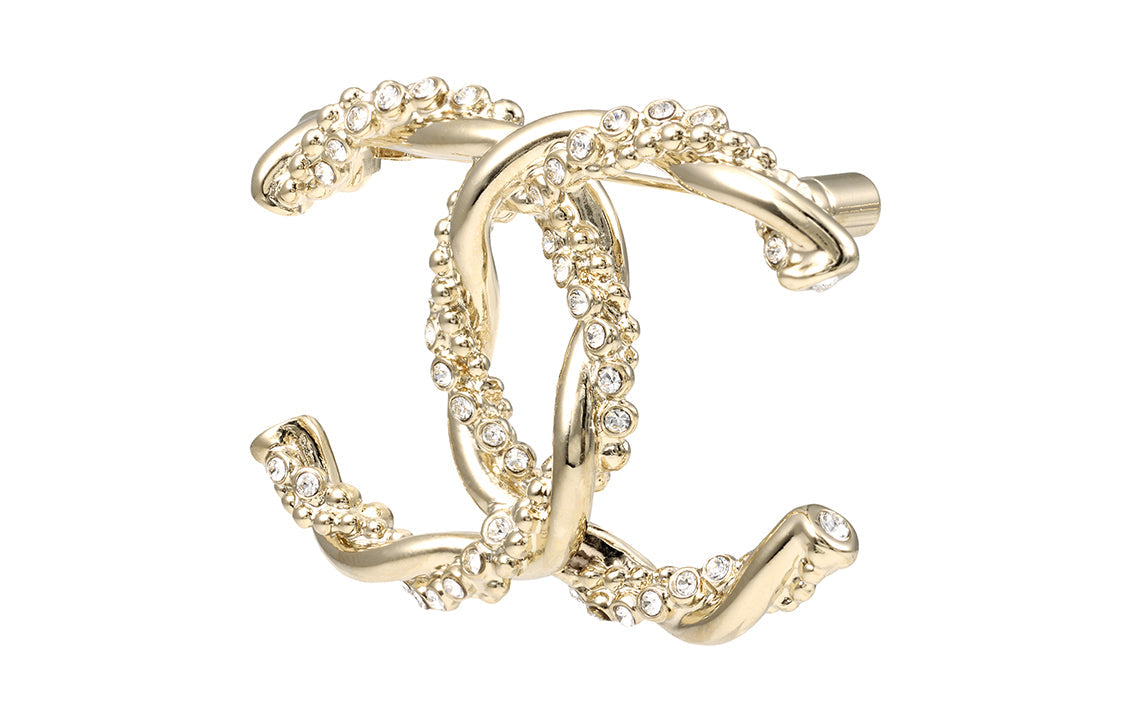 CHANEL Metal Rhinestone Brooches Women's Gold