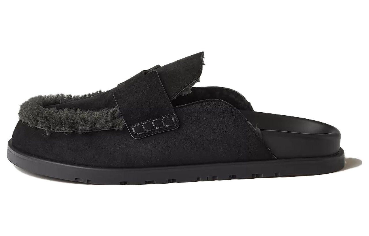 HERMES Go Rubber Sole Wrap-toe Slippers Men's Black