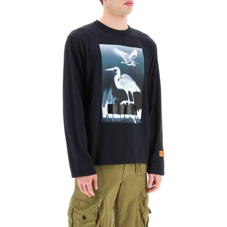 HERON PRESTON Censored Heron Long-Sleeve T-shirt 'Black White' HMAB026S23JER0011001