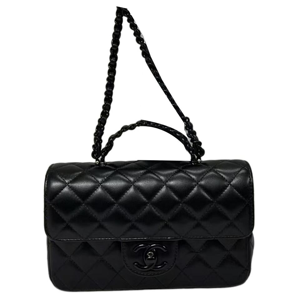 CHANEL Lambskin Shoulder Bag Crossbody Bag Handbag Women's Black