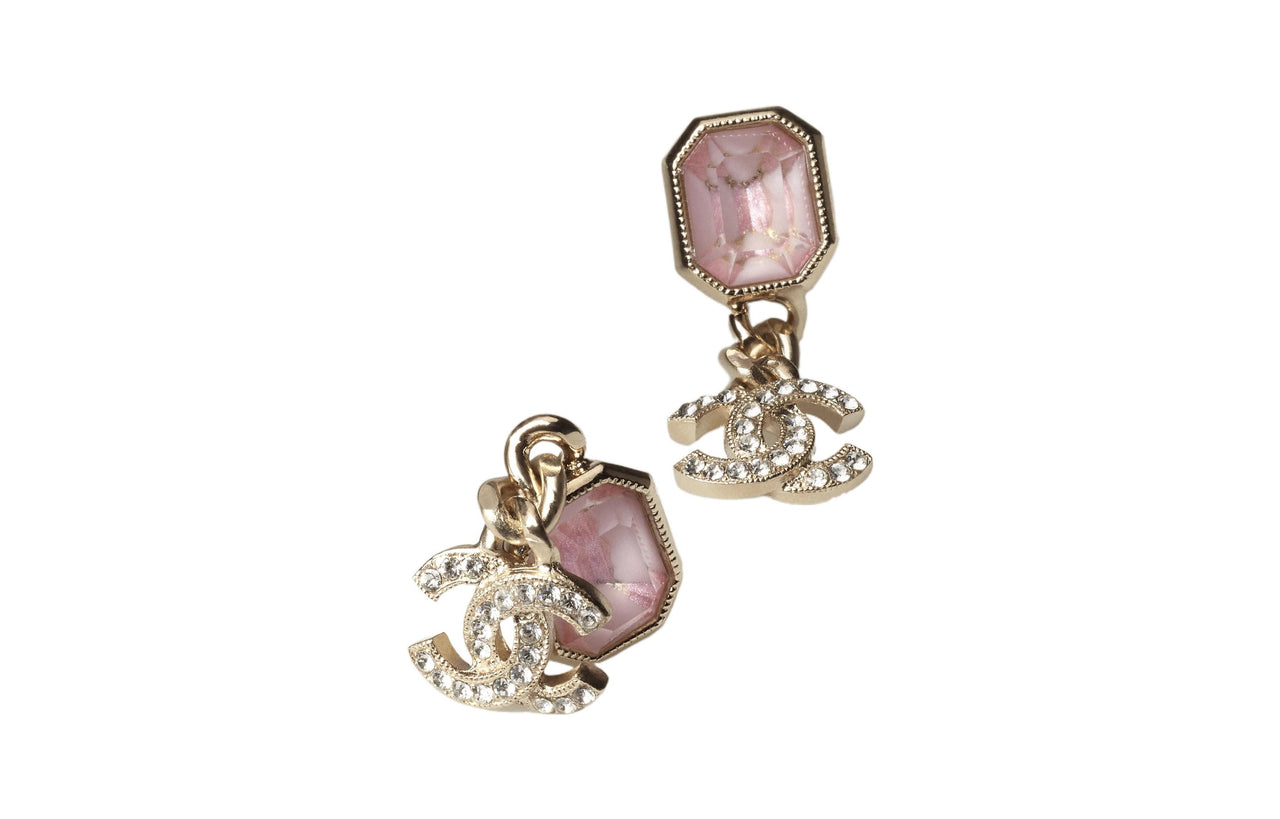 CHANEL Earrings Women's Gold/Pink