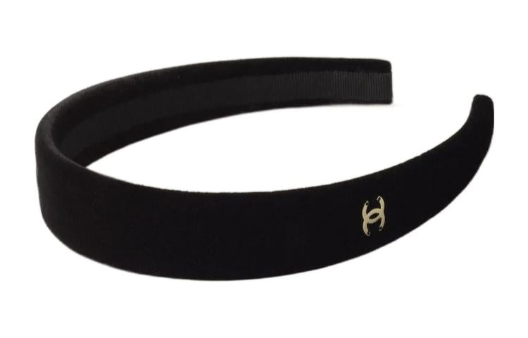 CHANEL Velour Headbands Women's Black