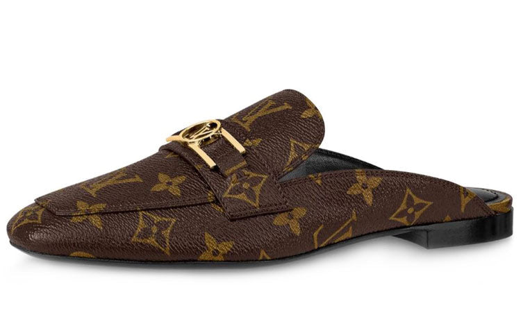 LOUIS VUITTON Upper Case Wrap toe Slippers Women's Brown