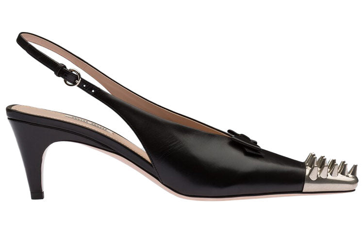 MIU MIU Cone Heel High Heels Women's Black Silver