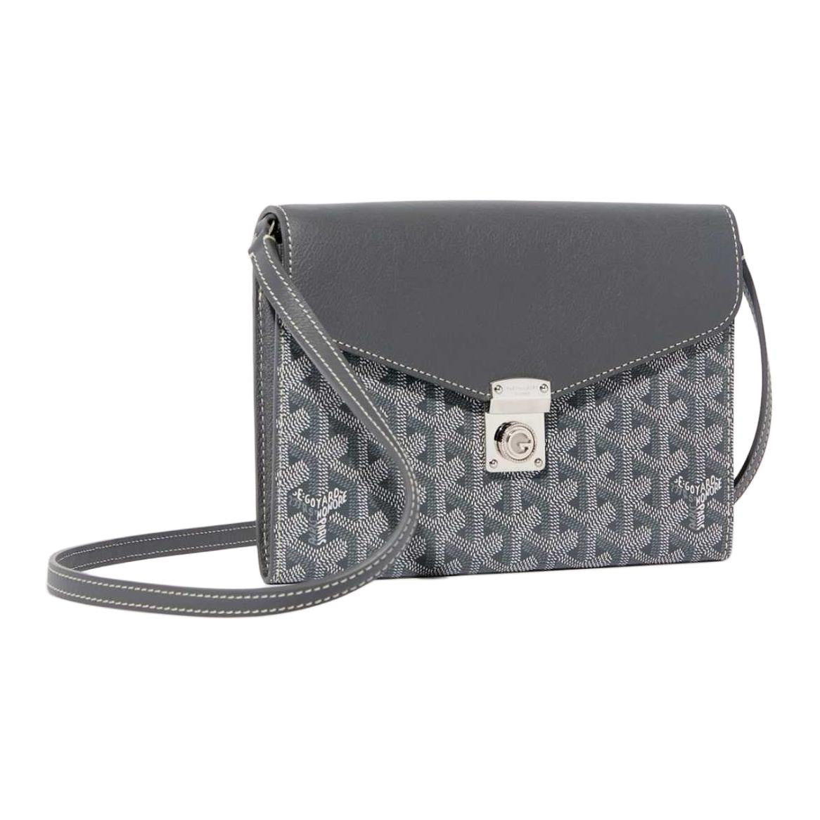 GOYARD Canvas With Calfskin Shoulder Bag Crossbody Bag Unisex Gray