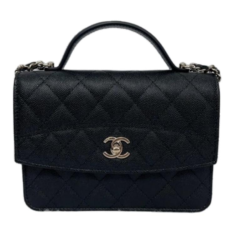 CHANEL Grained Calfskin Shoulder Bag Crossbody Bag Handbag Regular Women's Black