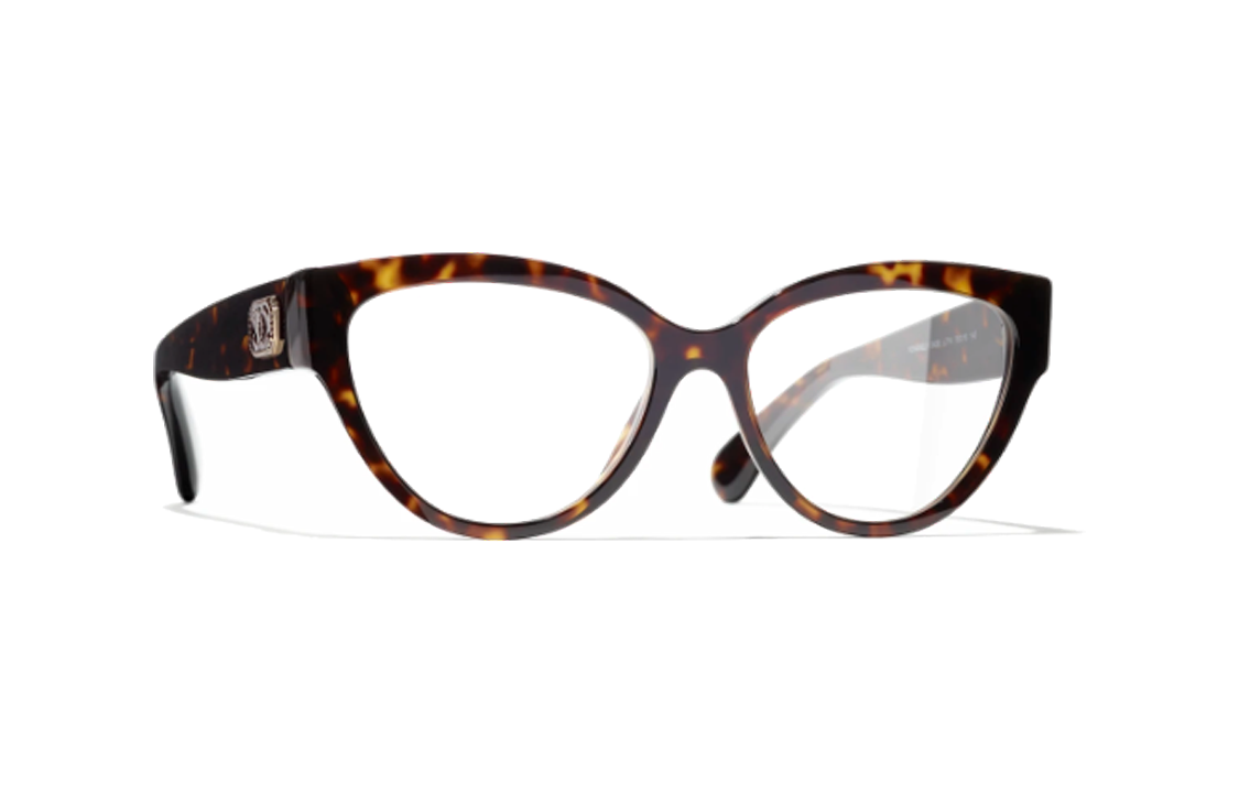 CHANEL Cat Eye Eyeglass Frames Unisex Brown