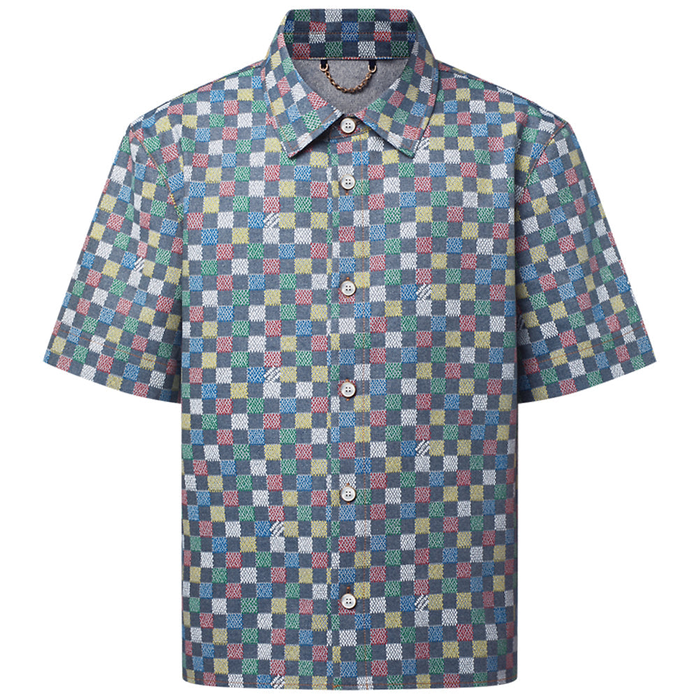 LOUIS VUITTON Damier Chambray Short-Sleeved Shirt