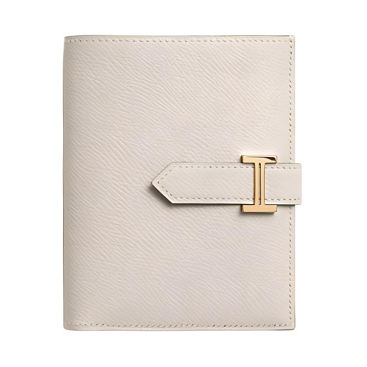 HERMES Bearn Epsom Calfskin Wallet Unisex Chalk White