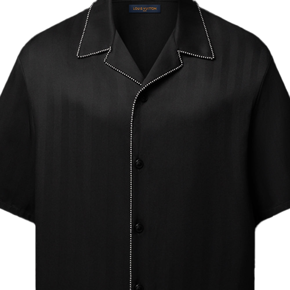 LOUIS VUITTON Bead-Embellished Short-Sleeved Silk Shirt
