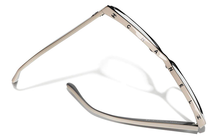 CHANEL Injection Molded Square Optical Glasses Unisex Black/Beige