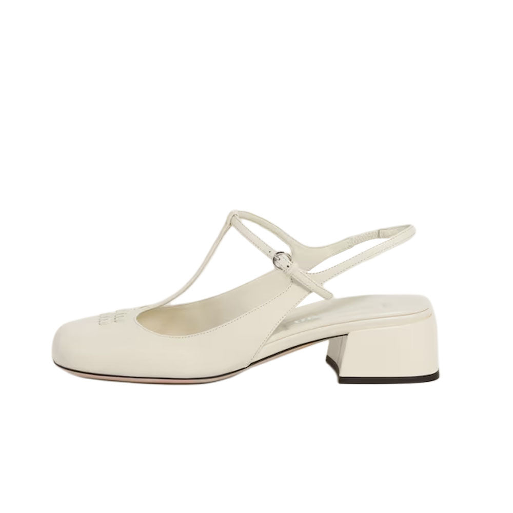 MIU MIU Chunky Heel High Heels 3.5cm Women's Beige