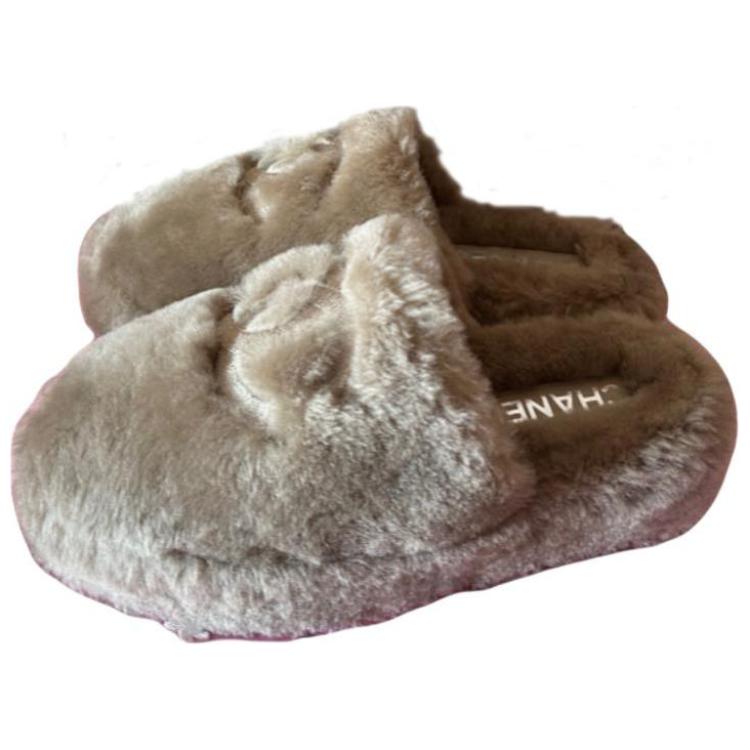 CHANEL Wrap-toe Slippers Women's Gray