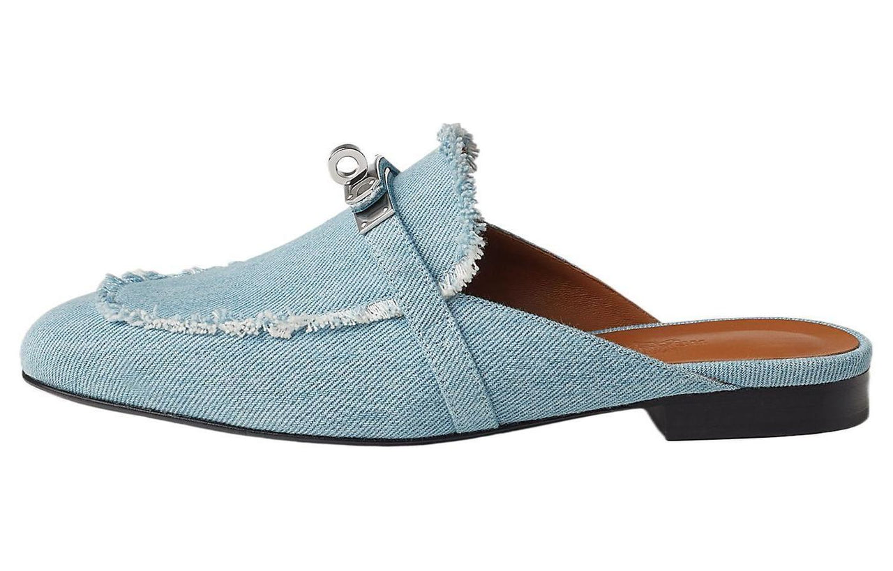 HERMES Oz Wrap-toe Slippers Women's Light Blue