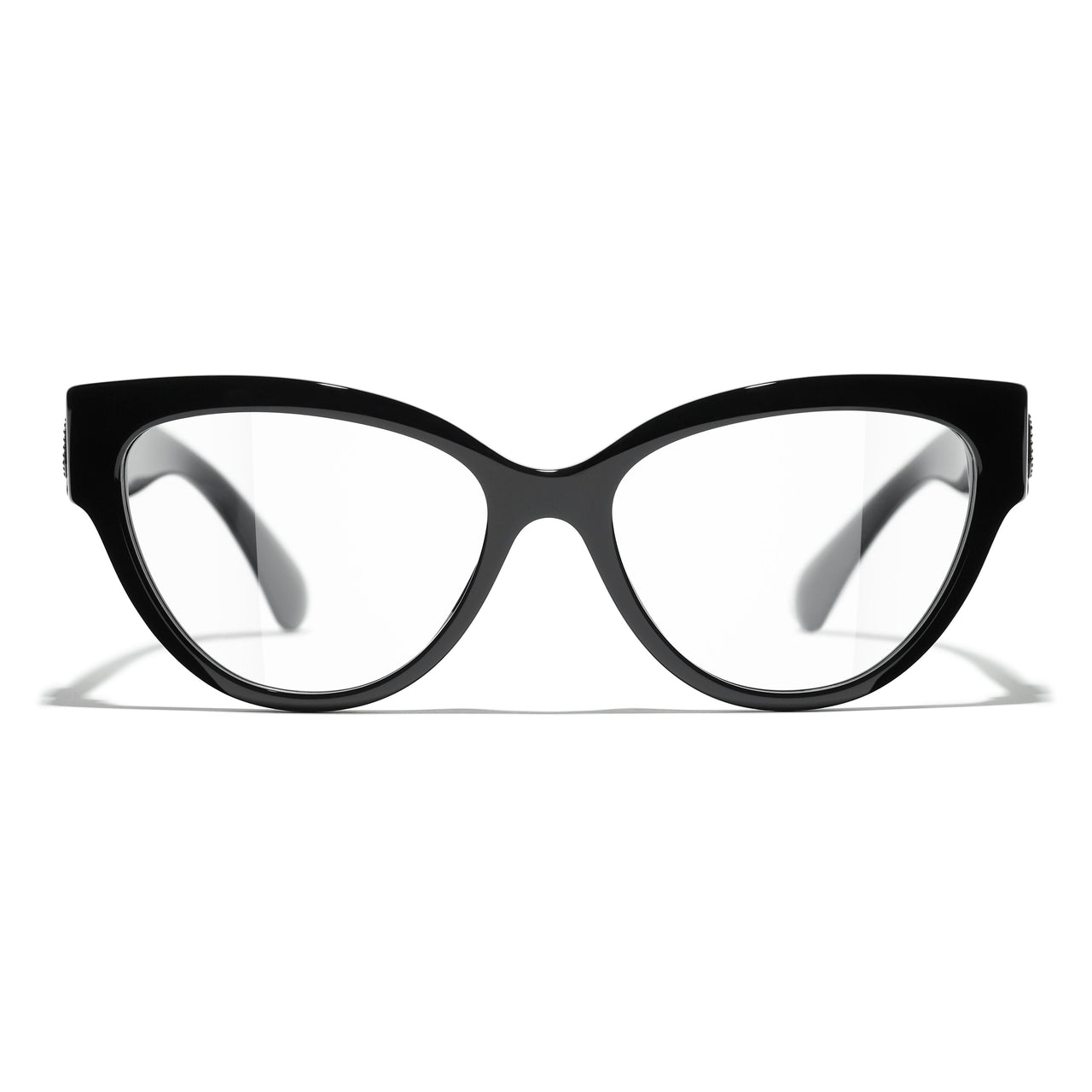 CHANEL Acetate Cat Eye Eyeglass Frames Women's Black