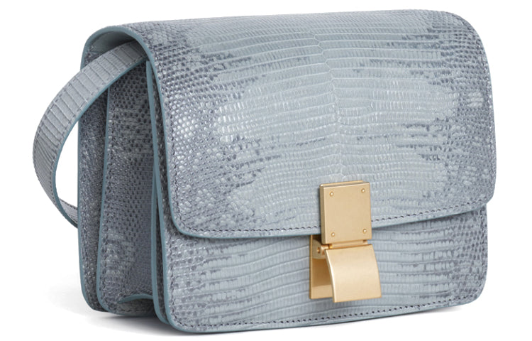 CELINE Classic Bo Lizard Skin Shoulder Bag Crossbody Bag Handbag Small Size Women's Haze Blue