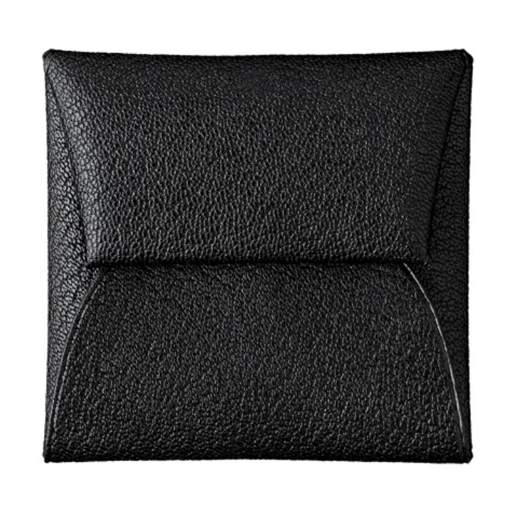 HERMES Bastia Goatskin Coin Purse Card Holder, Wallet Women's Black
