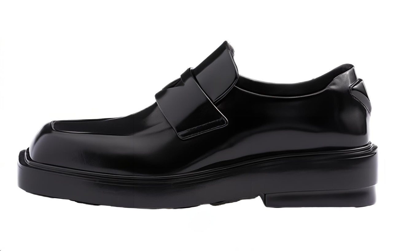 PRADA Triangle-patch Leather Loafers