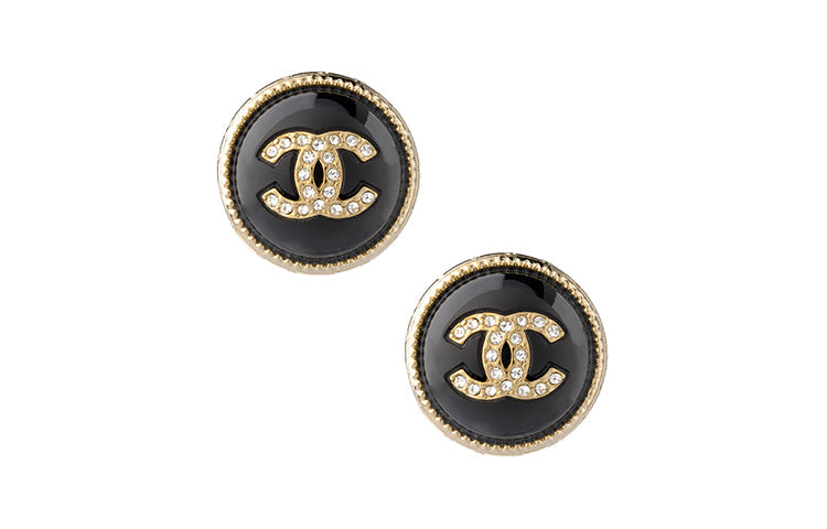 CHANEL 22c Early Spring Metal Stud Earrings Women's Black